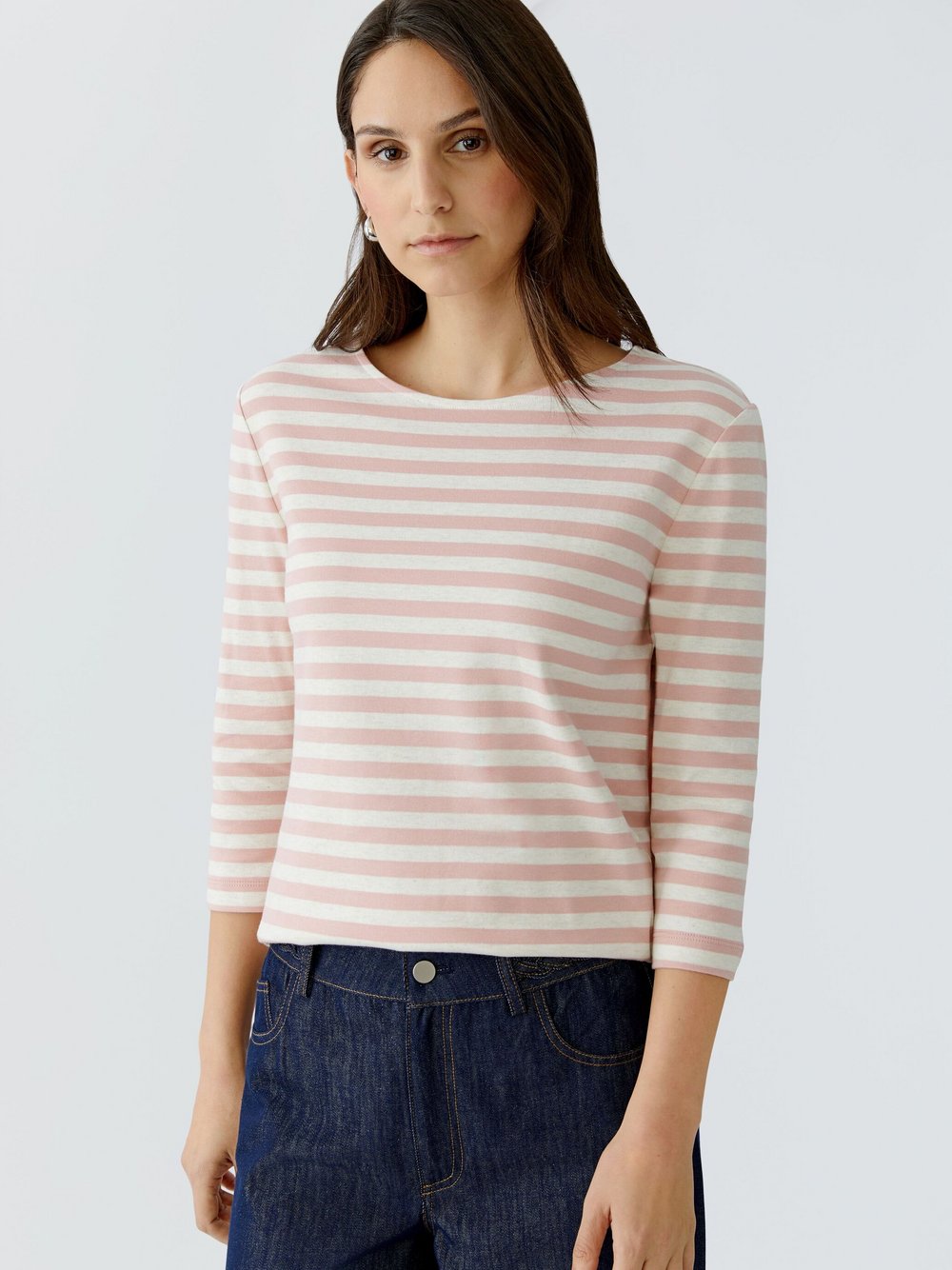 Thumbnail - Oui T-Shirt Damen Baumwolle weiß gestreift, 34