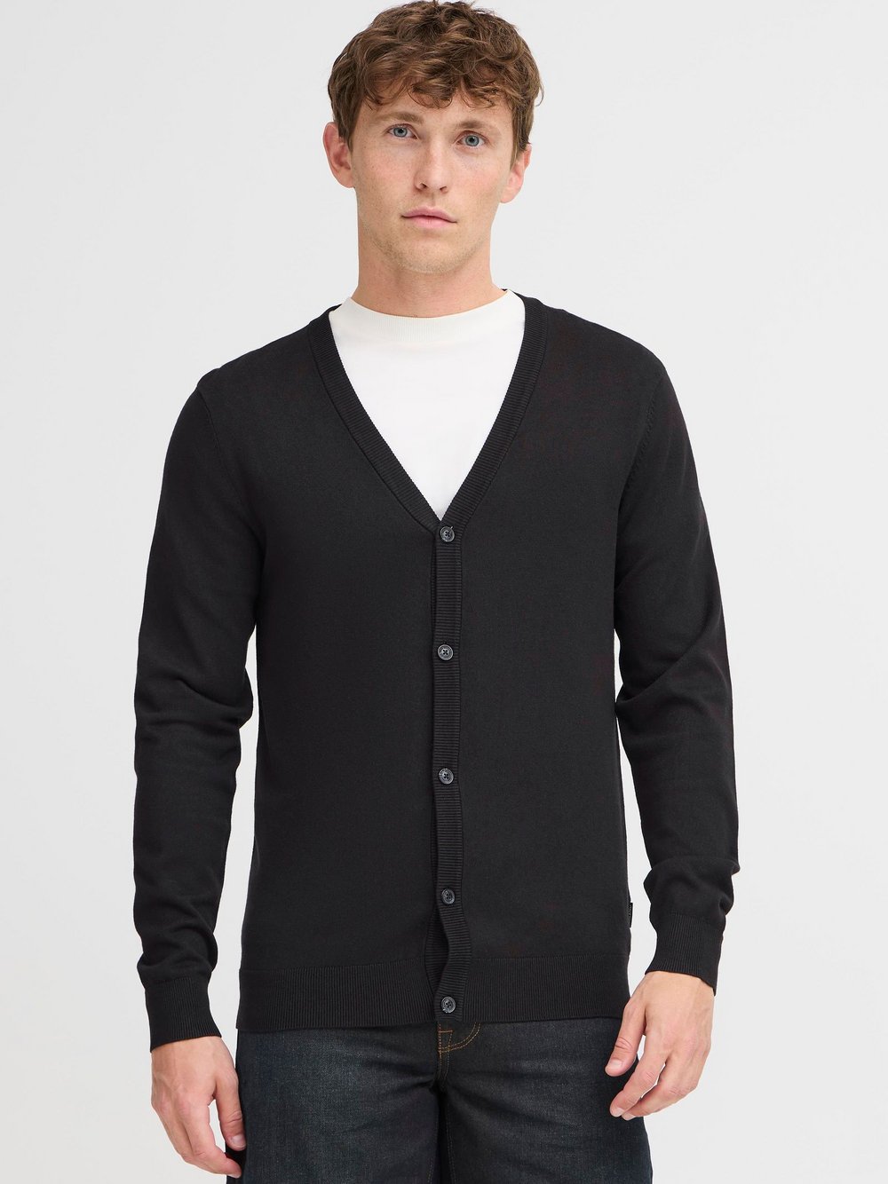 BLEND Strickjacke Herren Viskose schwarz, S