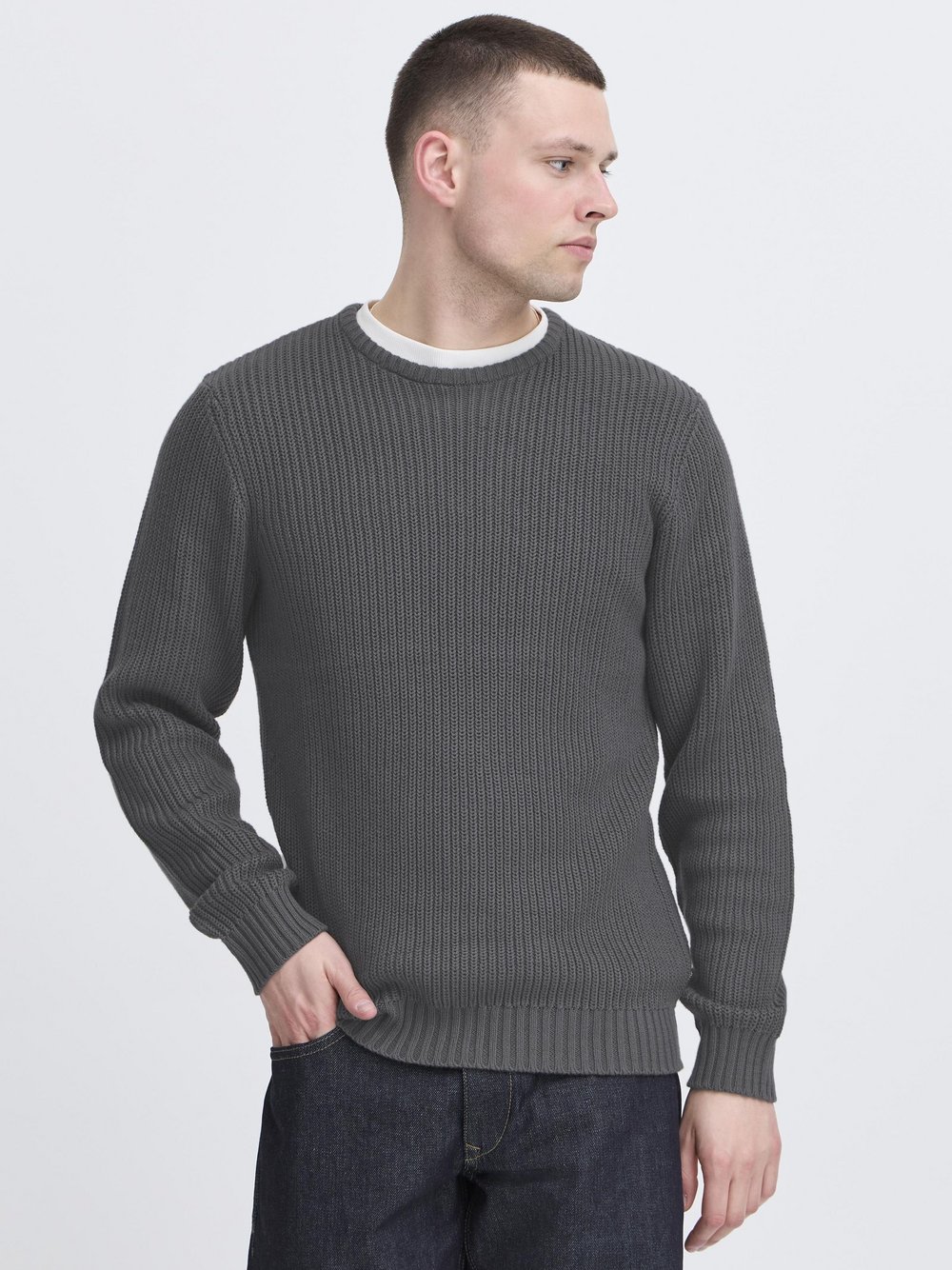 Thumbnail - BLEND Strickpullover Herren Textil grau, XL