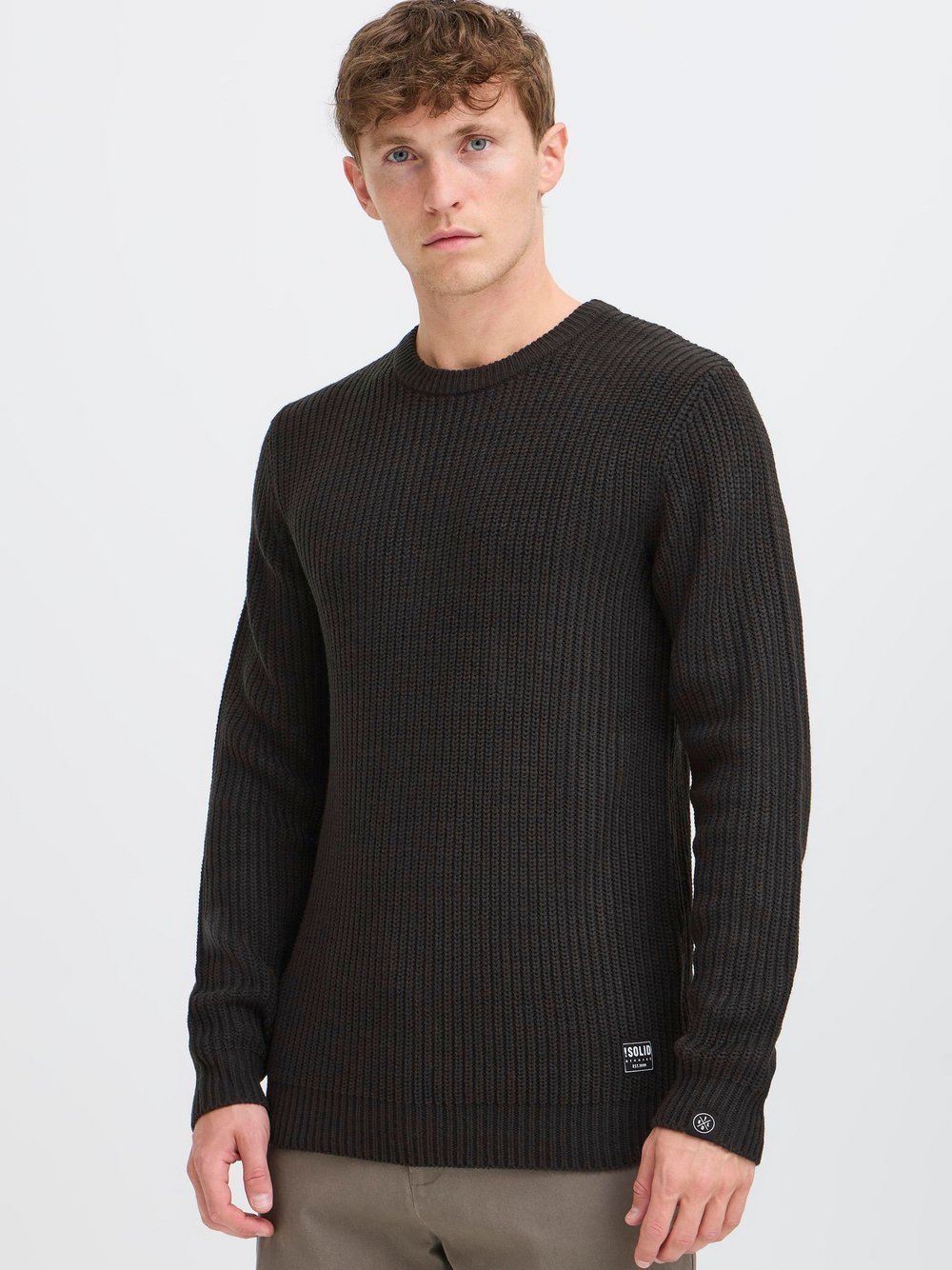 Solid Strickpullover Herren schwarz, S