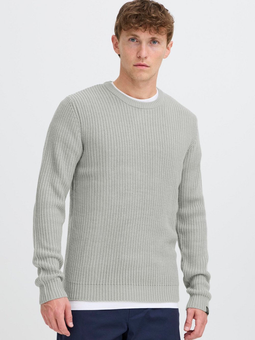 Solid Strickpullover Herren grau, L