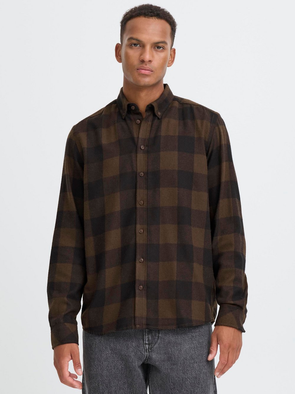 Thumbnail - BLEND Flanellhemd Herren Regular Fit Baumwolle braun kariert, XXL
