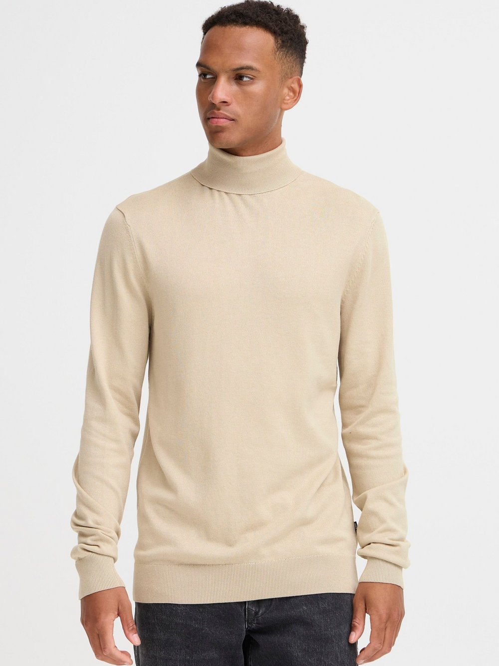 BLEND Rollkragenpullover Herren Viskose beige meliert, S
