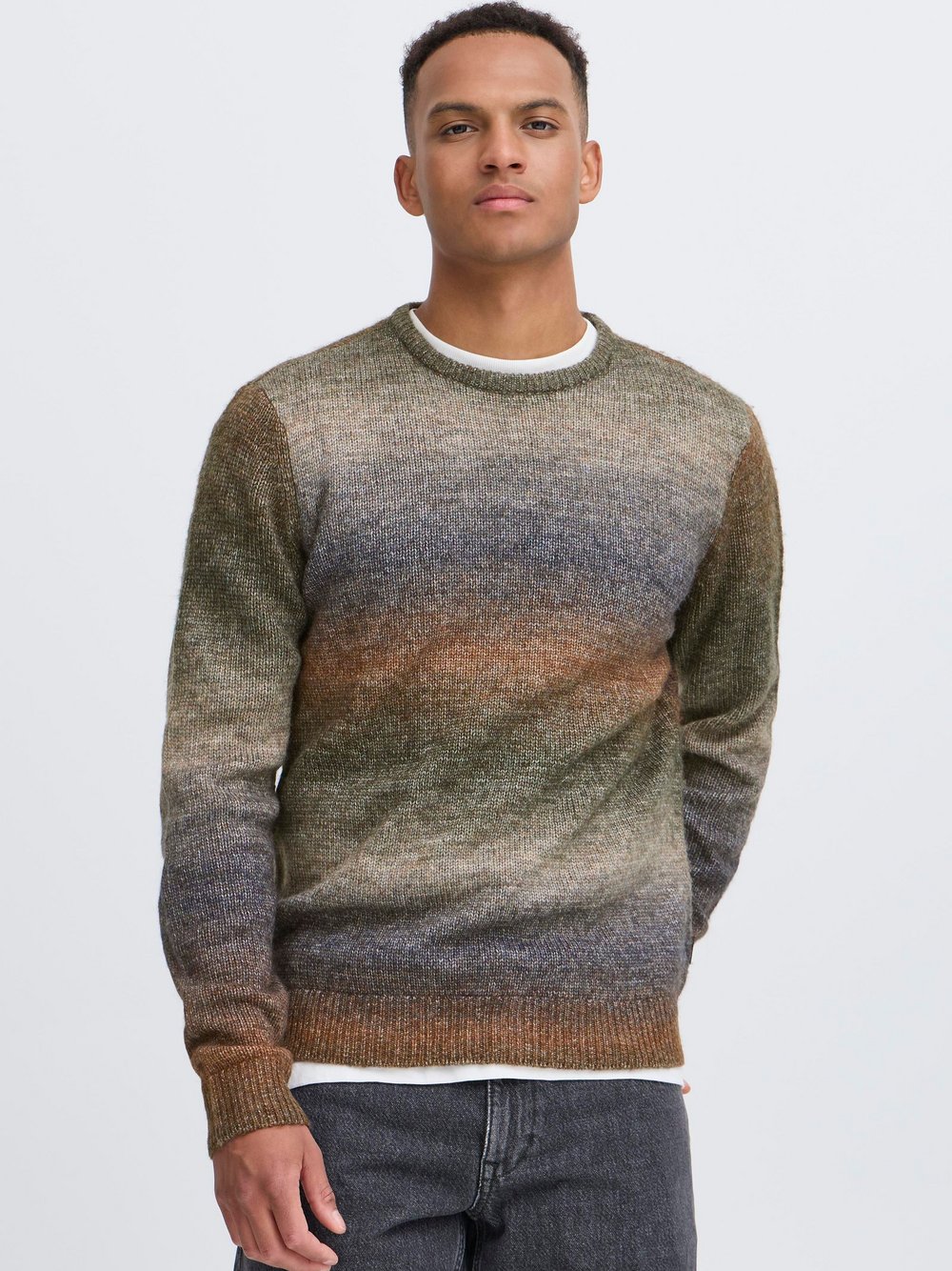 Thumbnail - BLEND Strickpullover Herren Textil grün gemustert, XXXL