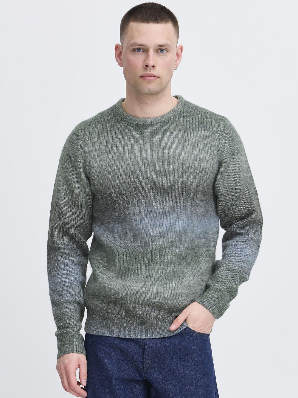 Thumbnail - BLEND Strickpullover Herren Textil blau gemustert, L