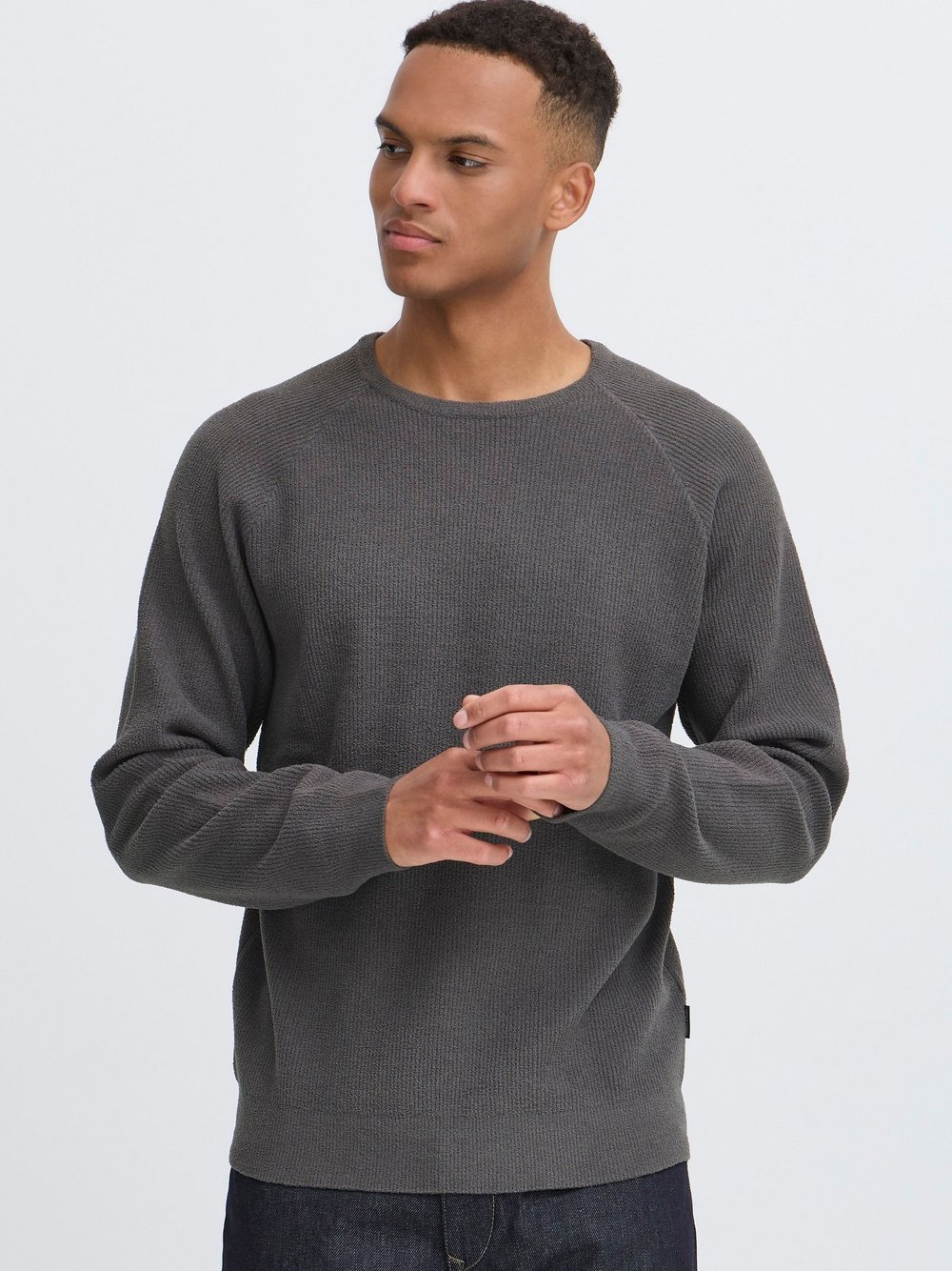 Thumbnail - BLEND Strickpullover Herren grau strukturiert, L