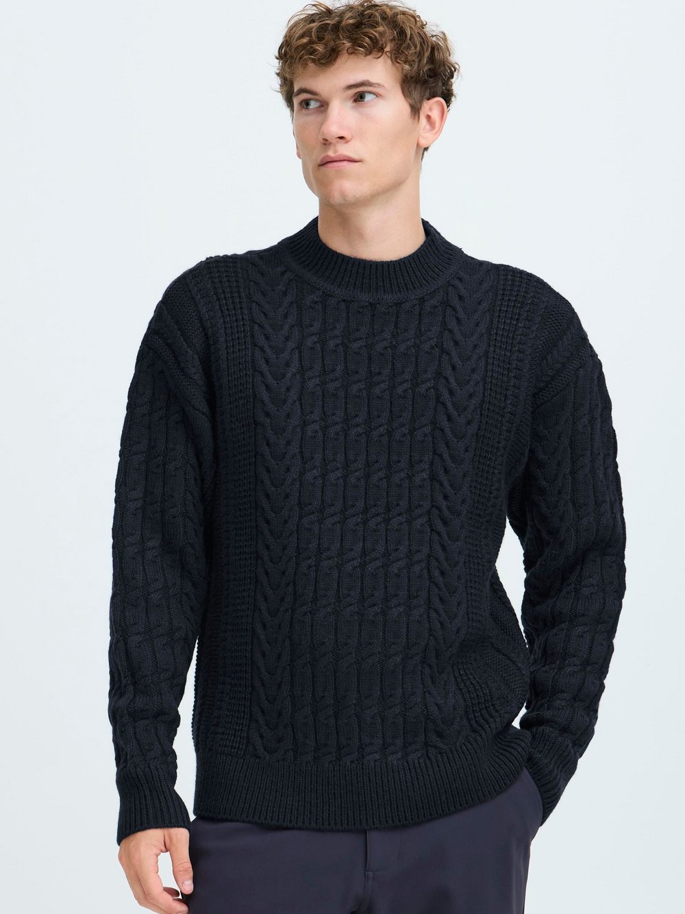 CASUAL FRIDAY Strickpullover Herren blau strukturiert, M