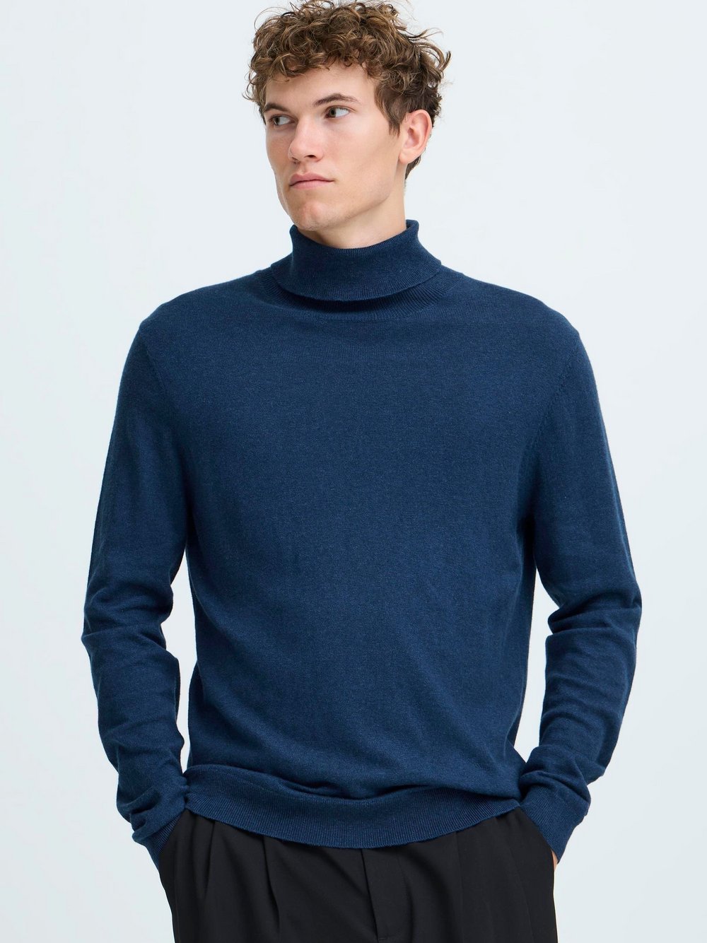 CASUAL FRIDAY Rollkragenpullover Herren Baumwolle blau meliert, M
