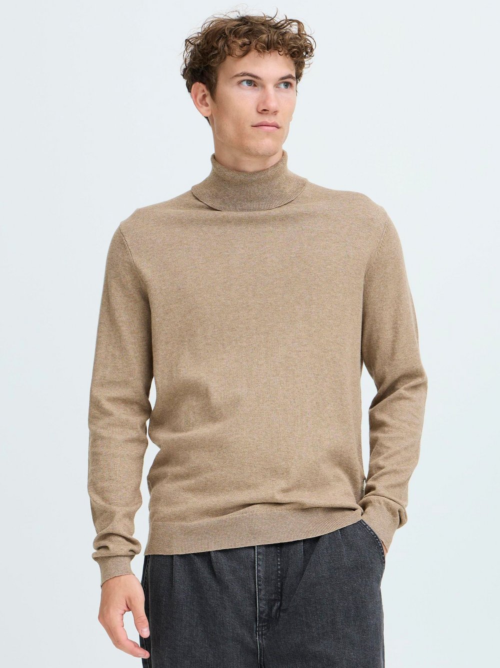 CASUAL FRIDAY Rollkragenpullover Herren Baumwolle beige meliert, L