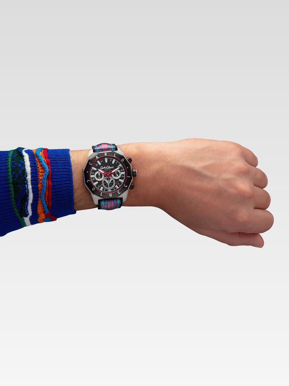 Carlo Colucci Quarz Chronograph Herren Edelstahl mehrfarbig bedruckt, ONE SIZE