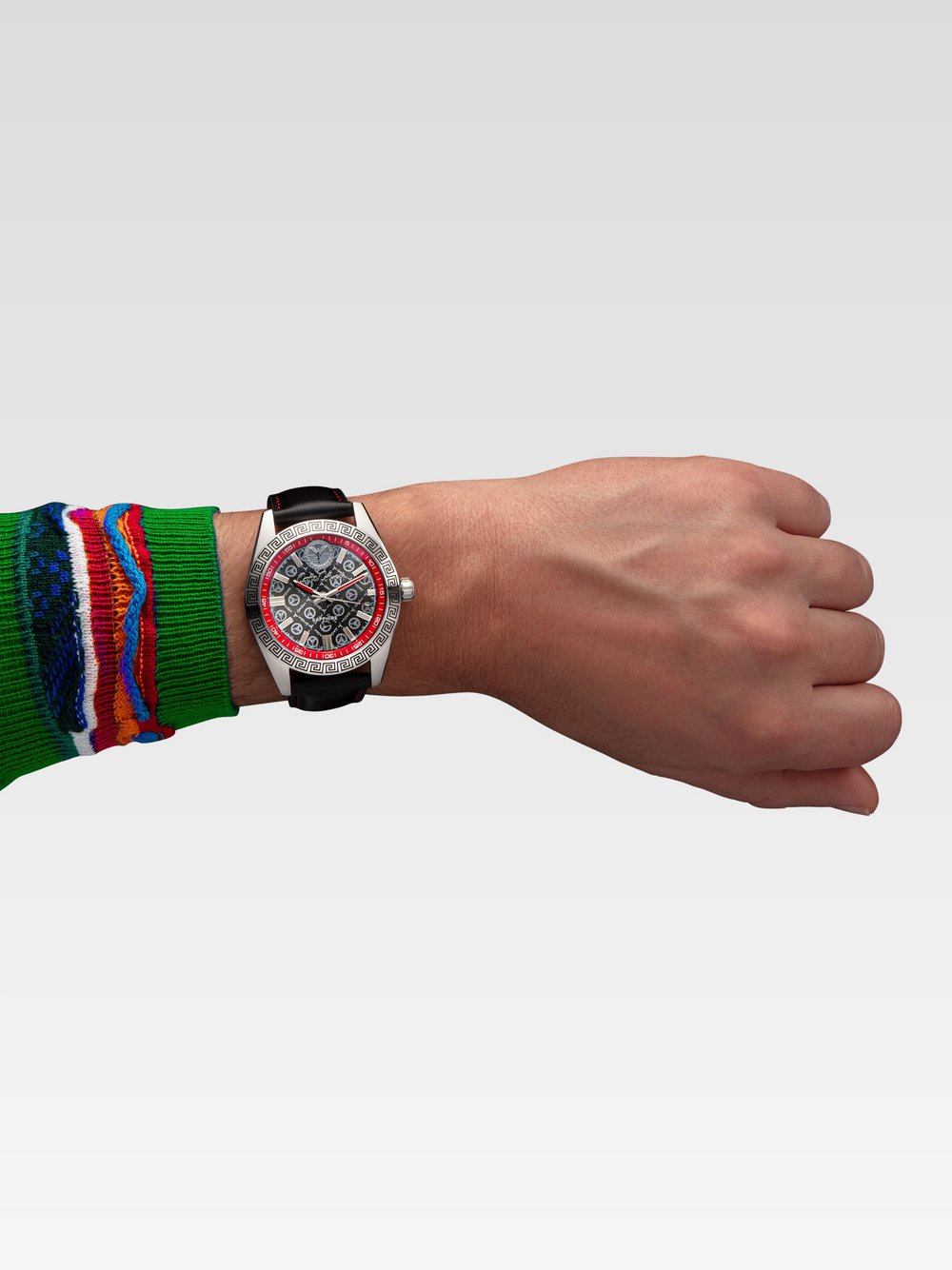 Carlo Colucci Uhr Dreizeiger Quarz Herren Edelstahl schwarz bedruckt, ONE SIZE