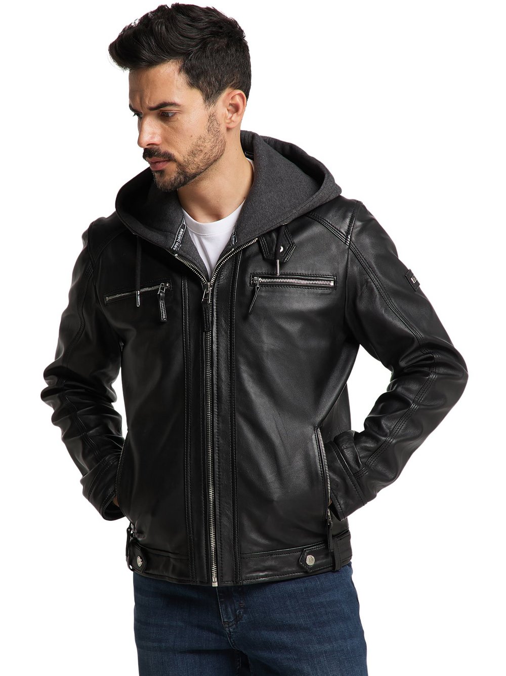 Bruno Banani Lederjacke  Herren schwarz, 58