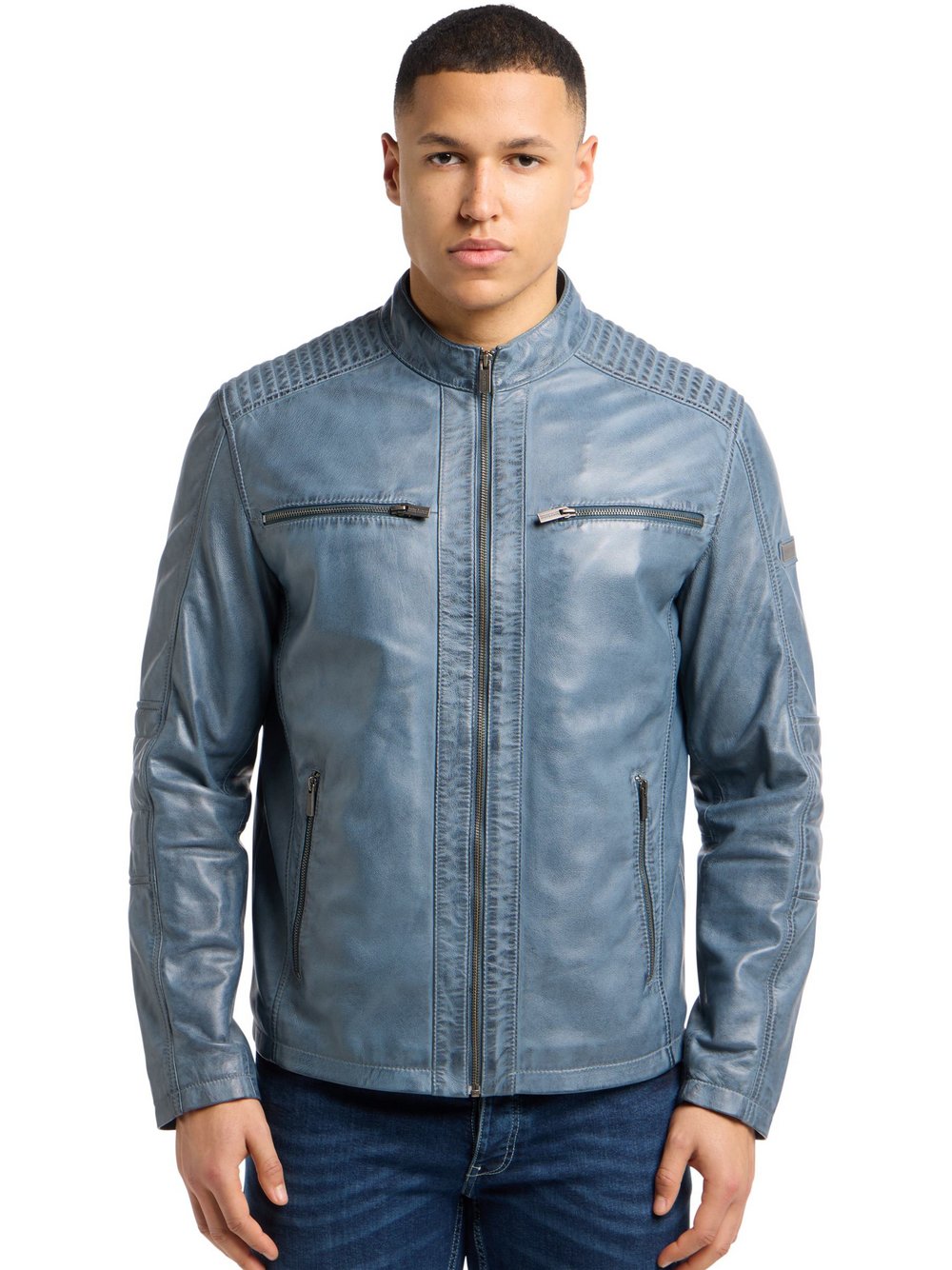 Bruno Banani Lederjacke Herren blau, 48