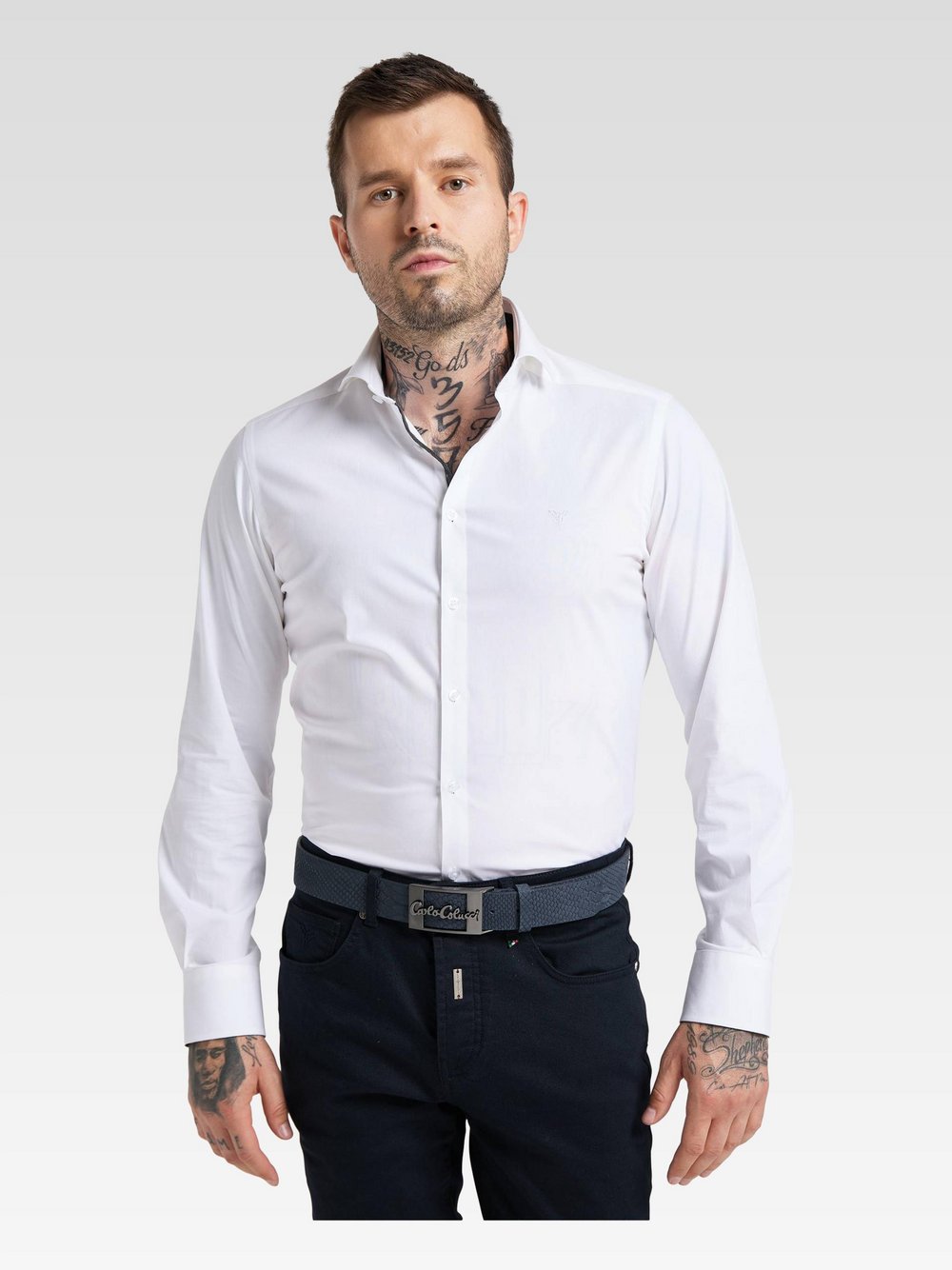 Carlo Colucci Ledergürtel  Herren blau gemustert, 95