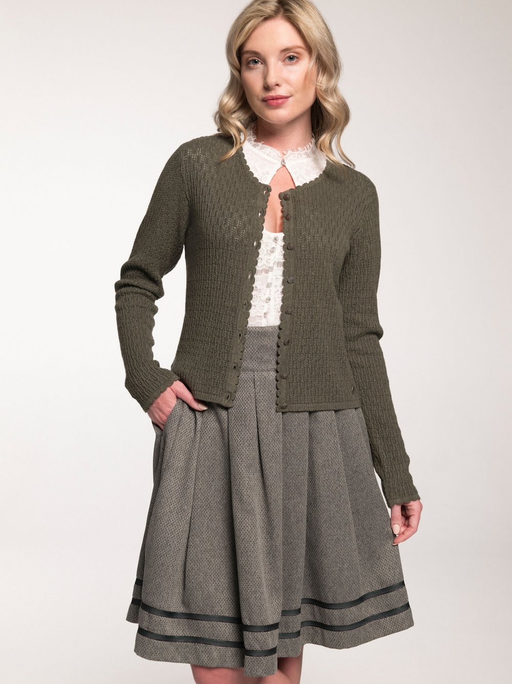 Spieth & Wenksy Strickjacke Damen Baumwolle grün, L