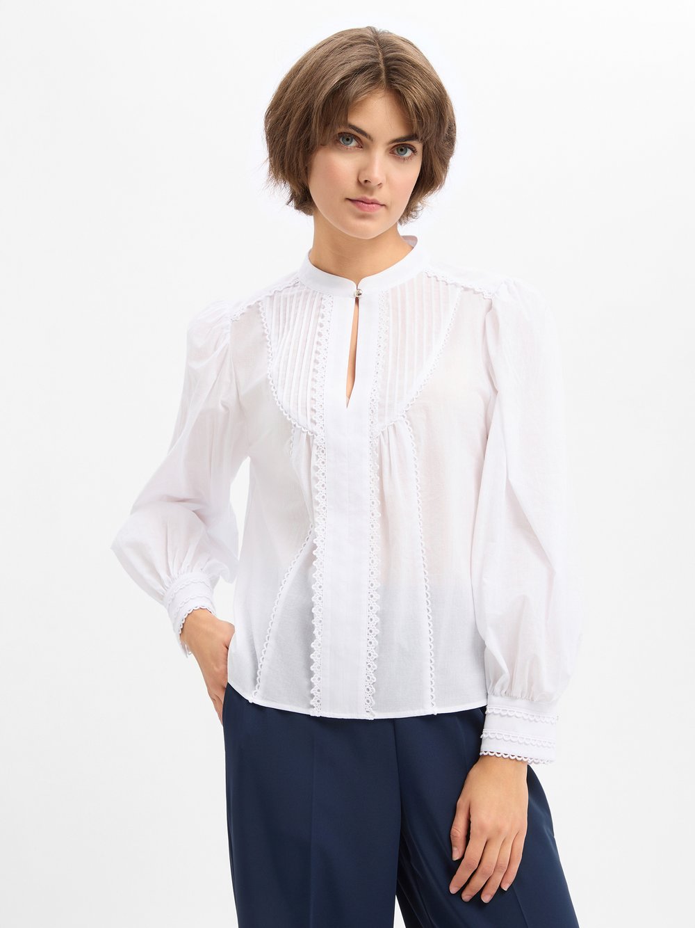 JOOP! Spitzenbluse Damen Baumwolle weiß, 36