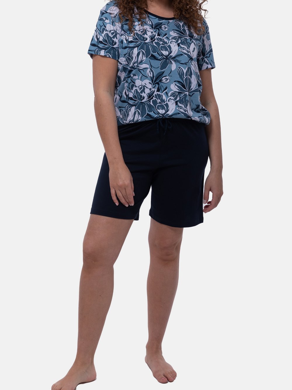 Thumbnail - Ammann Schlafanzug Damen Baumwolle blau gemustert, 48