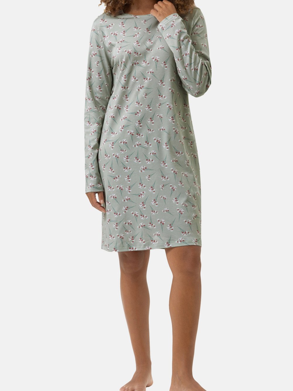 Mey Nachthemd Damen Baumwolle grün gemustert, 46