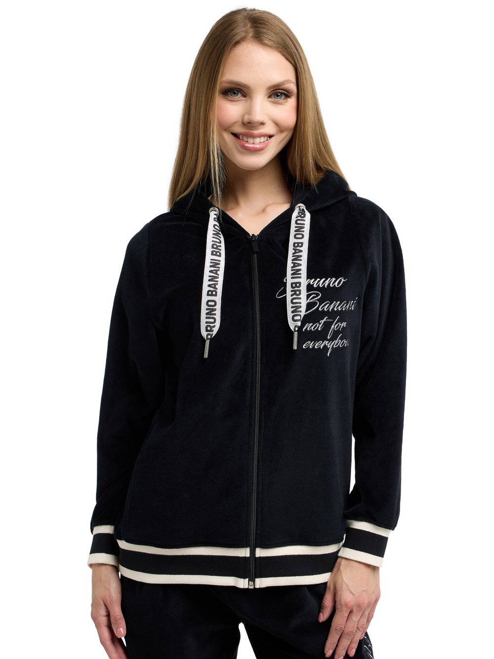 Bruno Banani Kapuzensweatjacke Damen Baumwolle schwarz, S