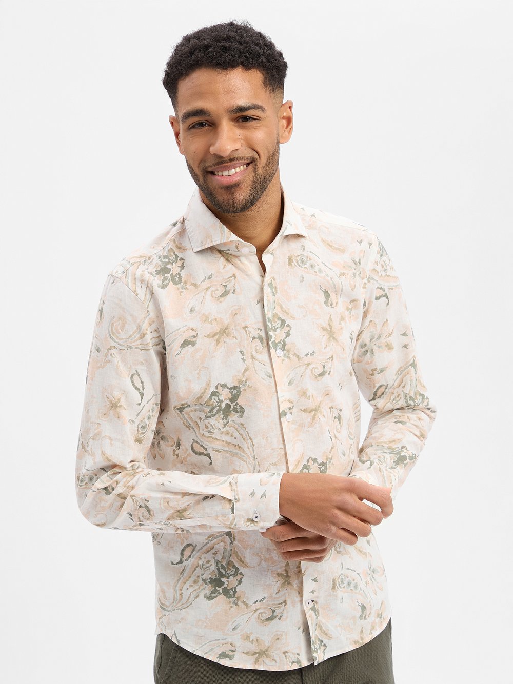 Thumbnail - JOOP! Hemd mit Leinen-Anteil Herren Slim Fit Baumwolle mehrfarbig gemustert, 43