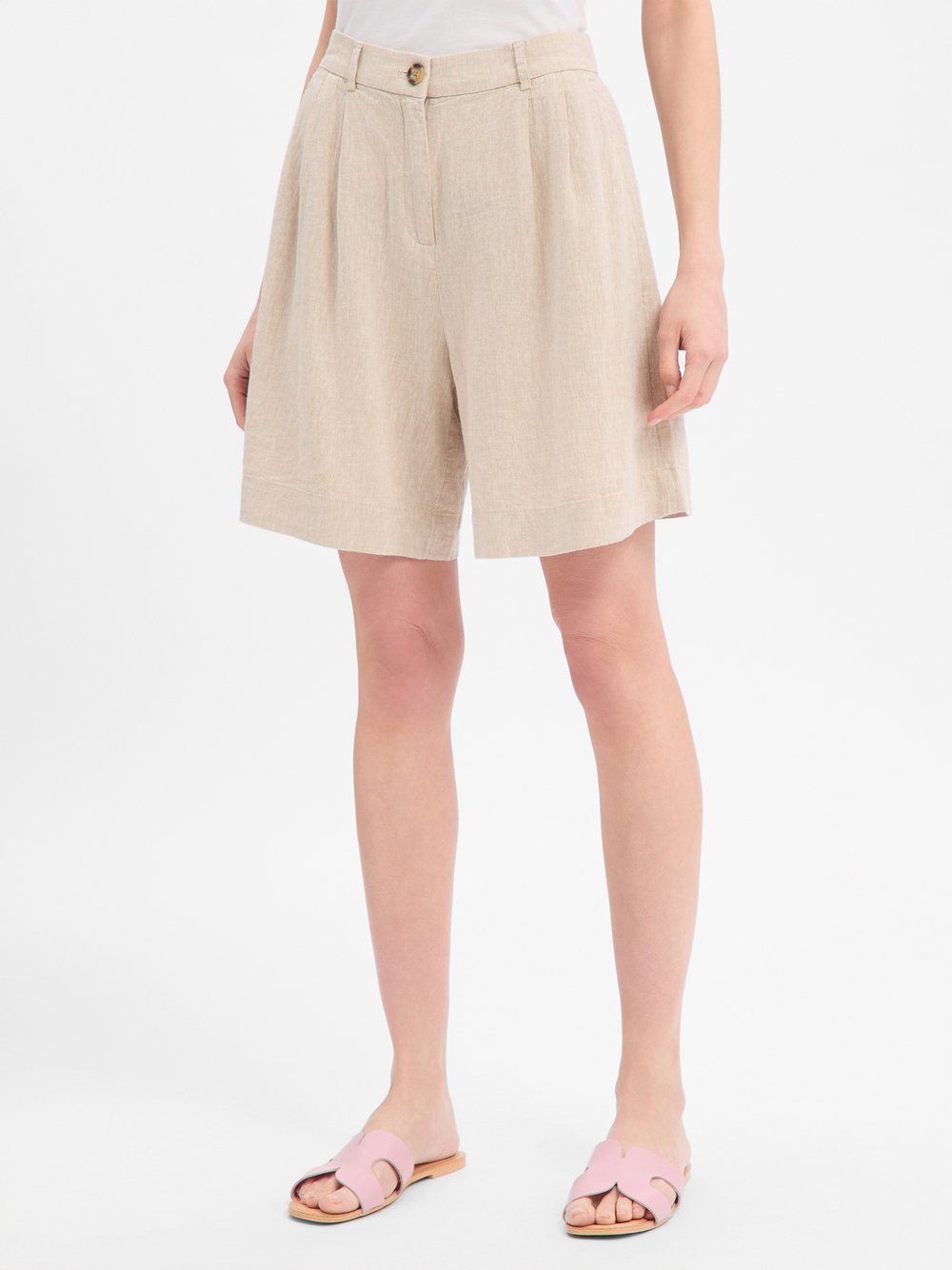 VAN GRAAF Msch Copenhagen Damen Melange Shorts Leinen Braun, Extra Klein