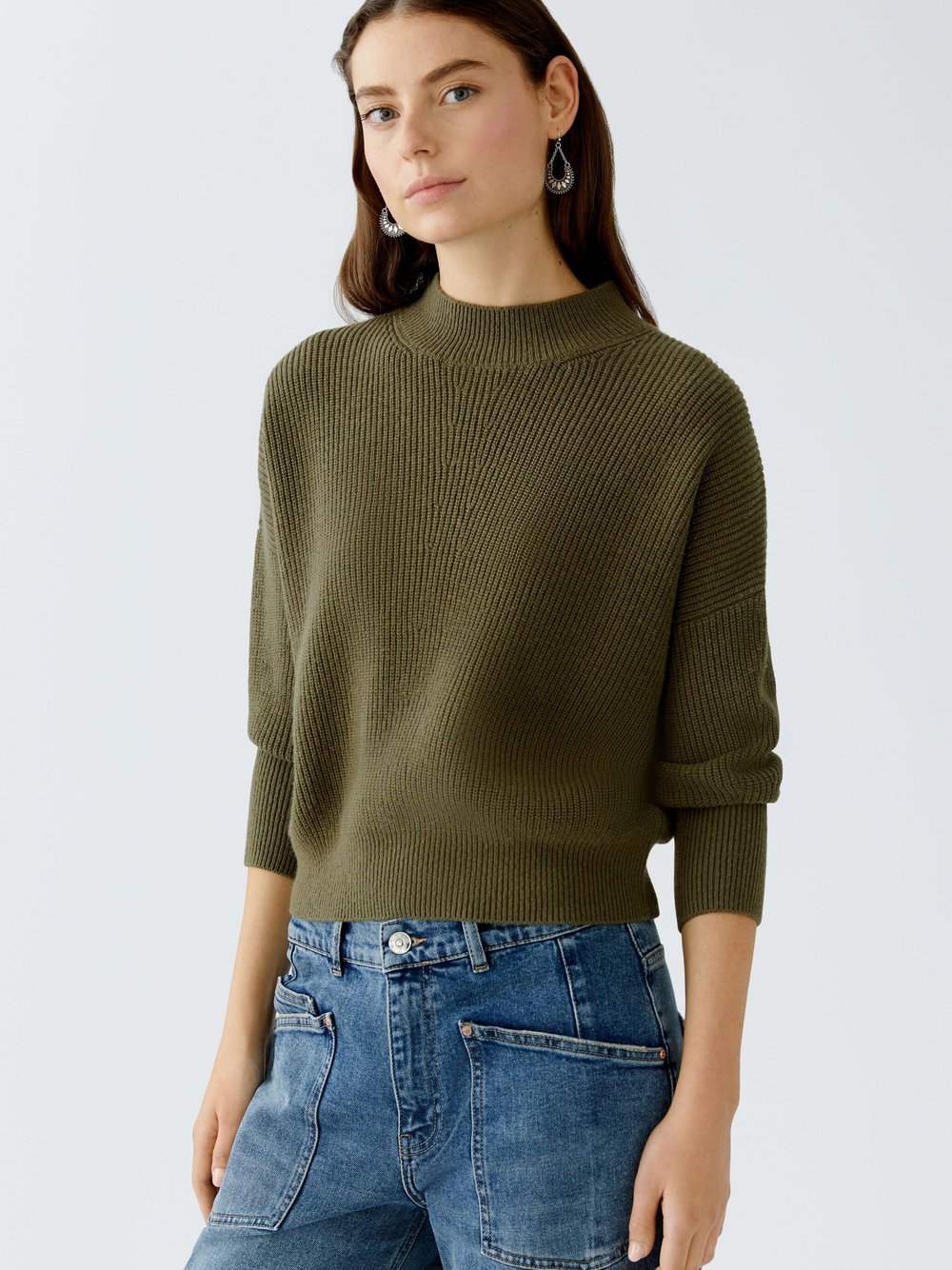 Thumbnail - Oui Pullover Damen Wolle grün, 34