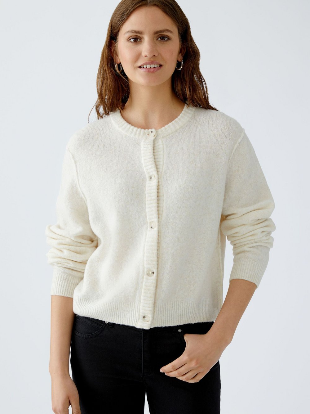 Thumbnail - Oui Strickjacke Damen Polyamid weiß, 36