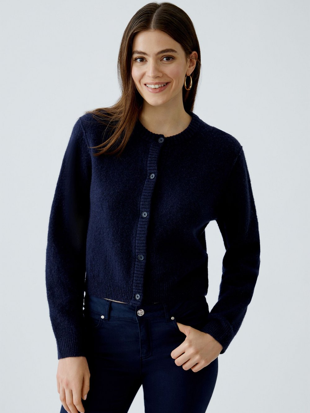 Thumbnail - Oui Strickjacke Damen Polyamid blau, 38