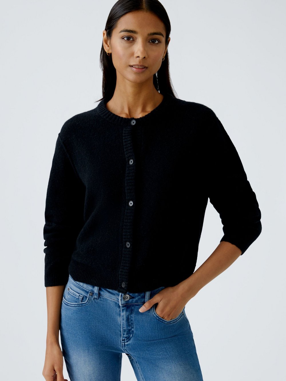 Thumbnail - Oui Strickjacke Damen Polyamid schwarz, 44