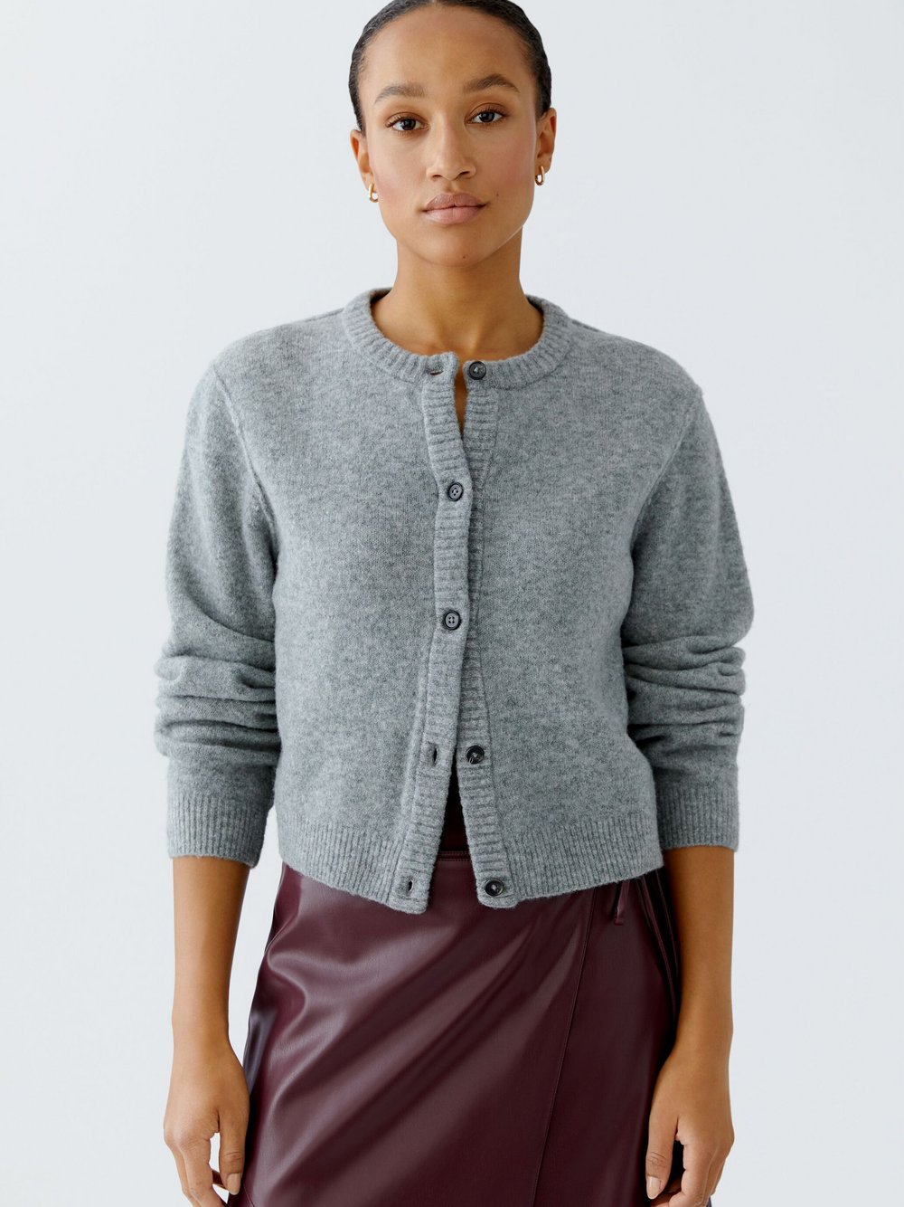 Thumbnail - Oui Strickjacke Damen Polyamid grau, 44
