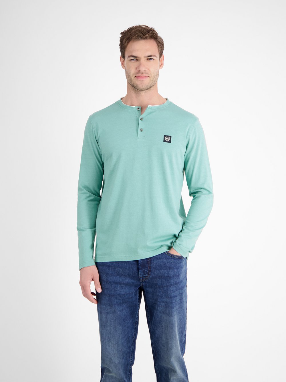 LERROS Henleyshirt Herren Baumwolle blau, XXL