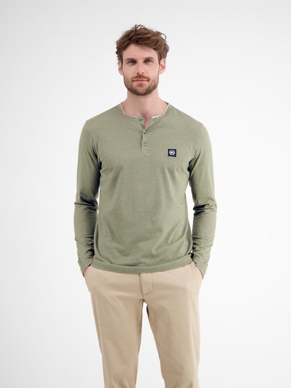 LERROS Henleyshirt Herren Baumwolle grün, XXXL