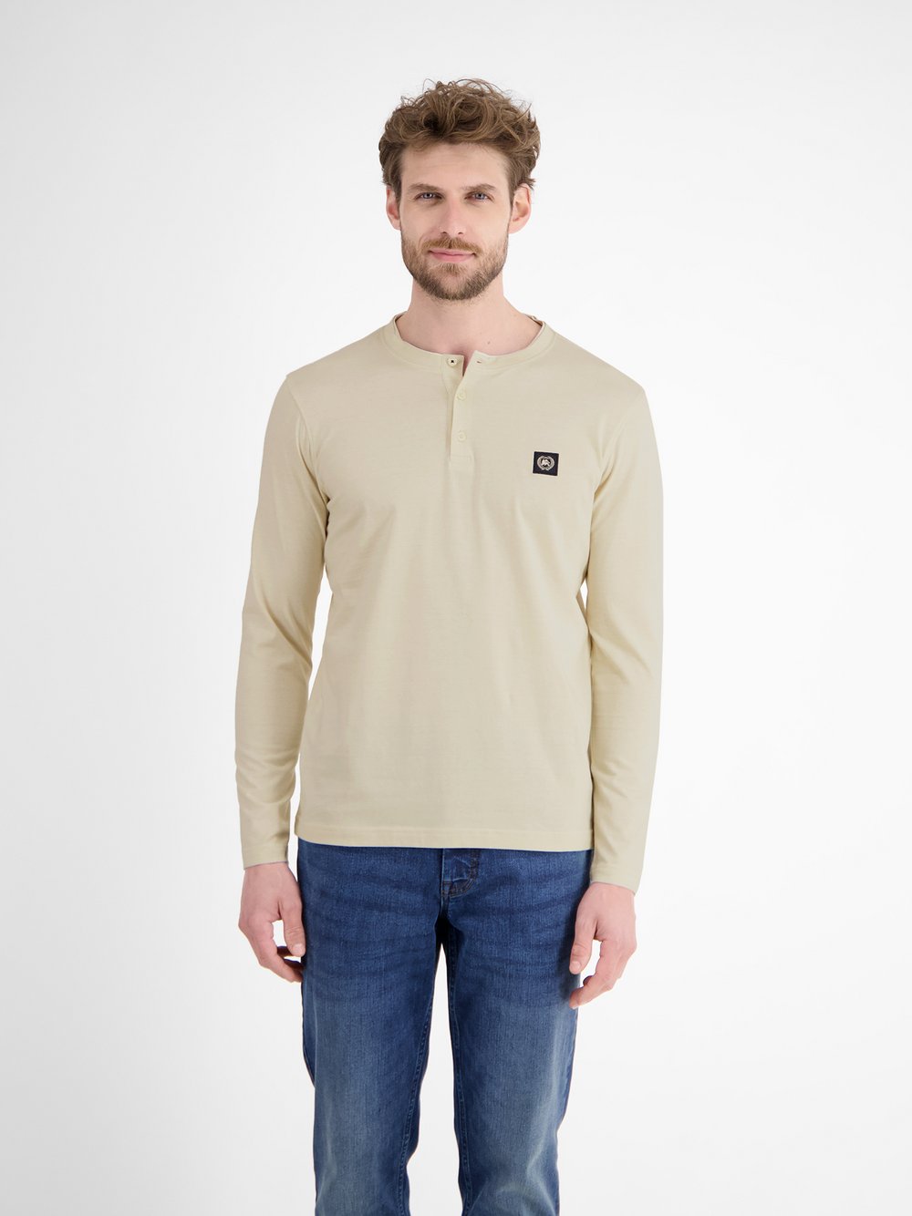 LERROS Henleyshirt Herren Baumwolle weiß, M