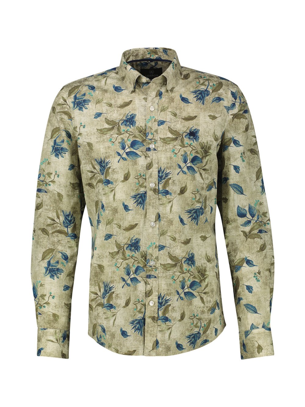 LERROS Langarmhemd Herren Regular Fit Baumwolle weiß bedruckt, 4XL