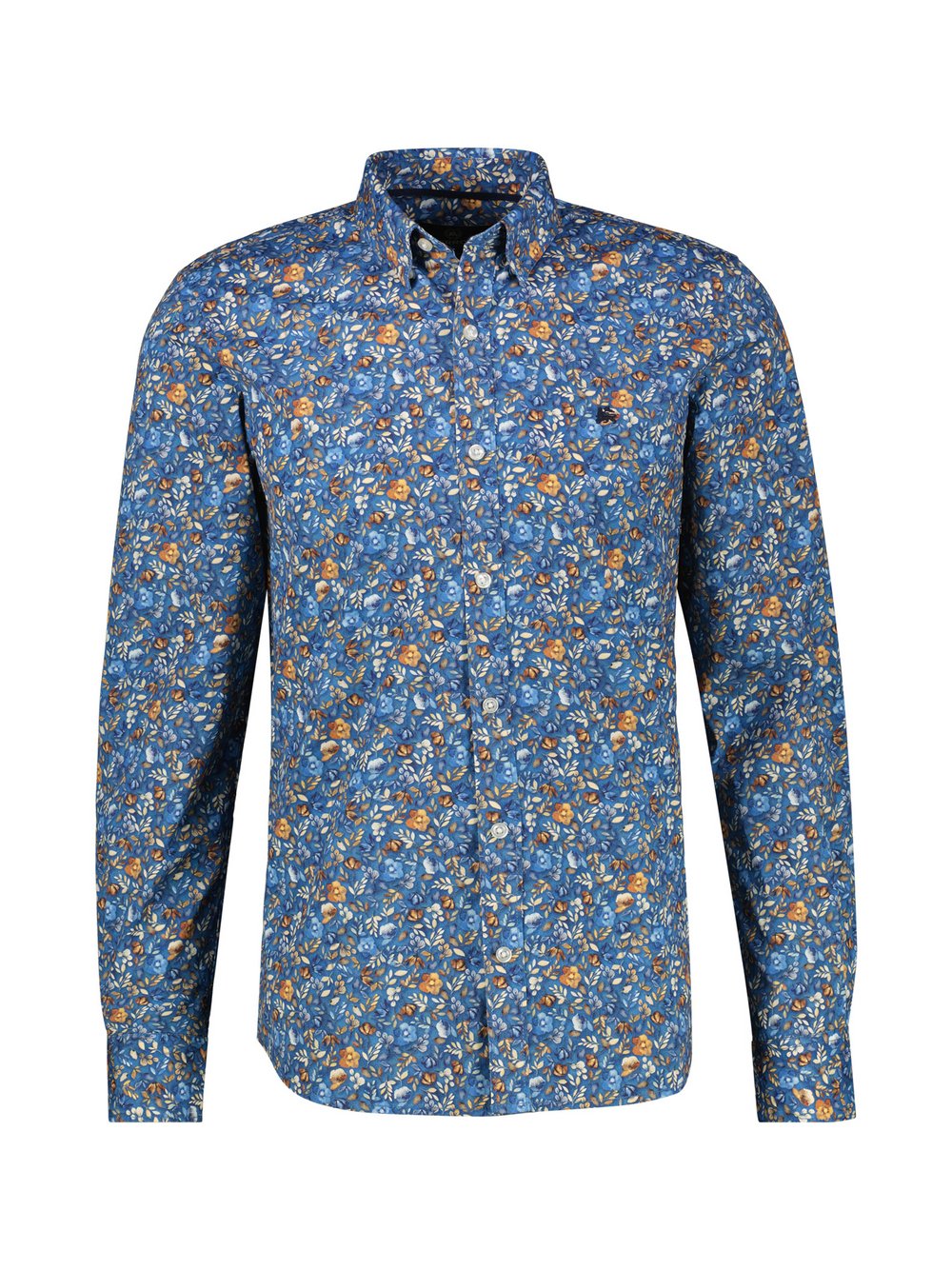 LERROS Langarmhemd Herren Comfort Fit Baumwolle blau bedruckt, 6XL