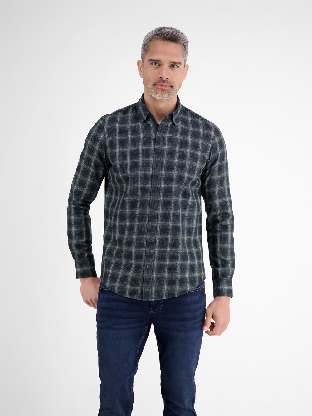 LERROS Karohemd Herren Regular Fit Baumwolle blau kariert, XXXL
