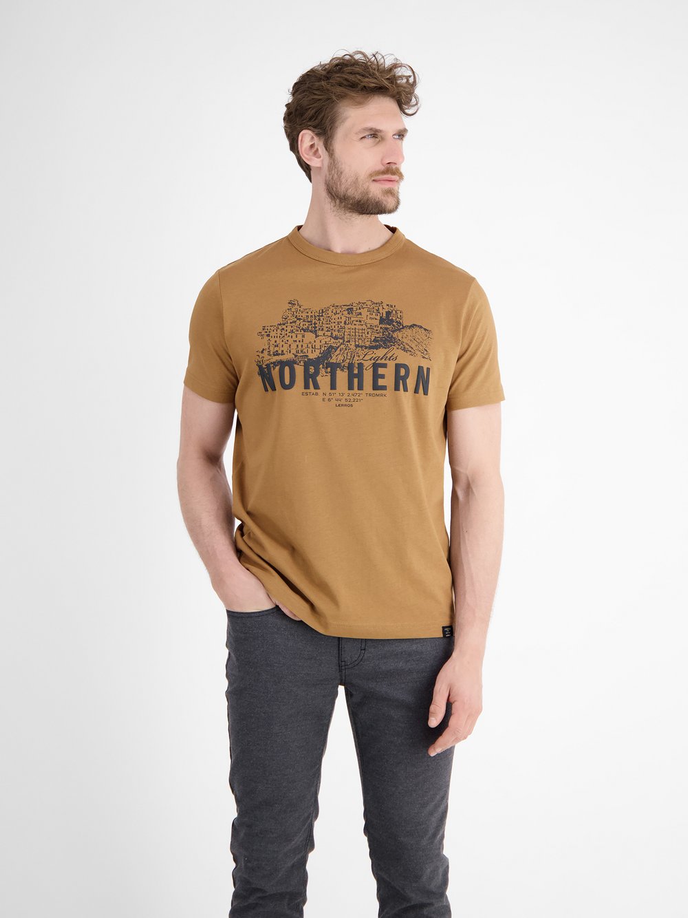 LERROS T-Shirt Herren Baumwolle braun, XXXL