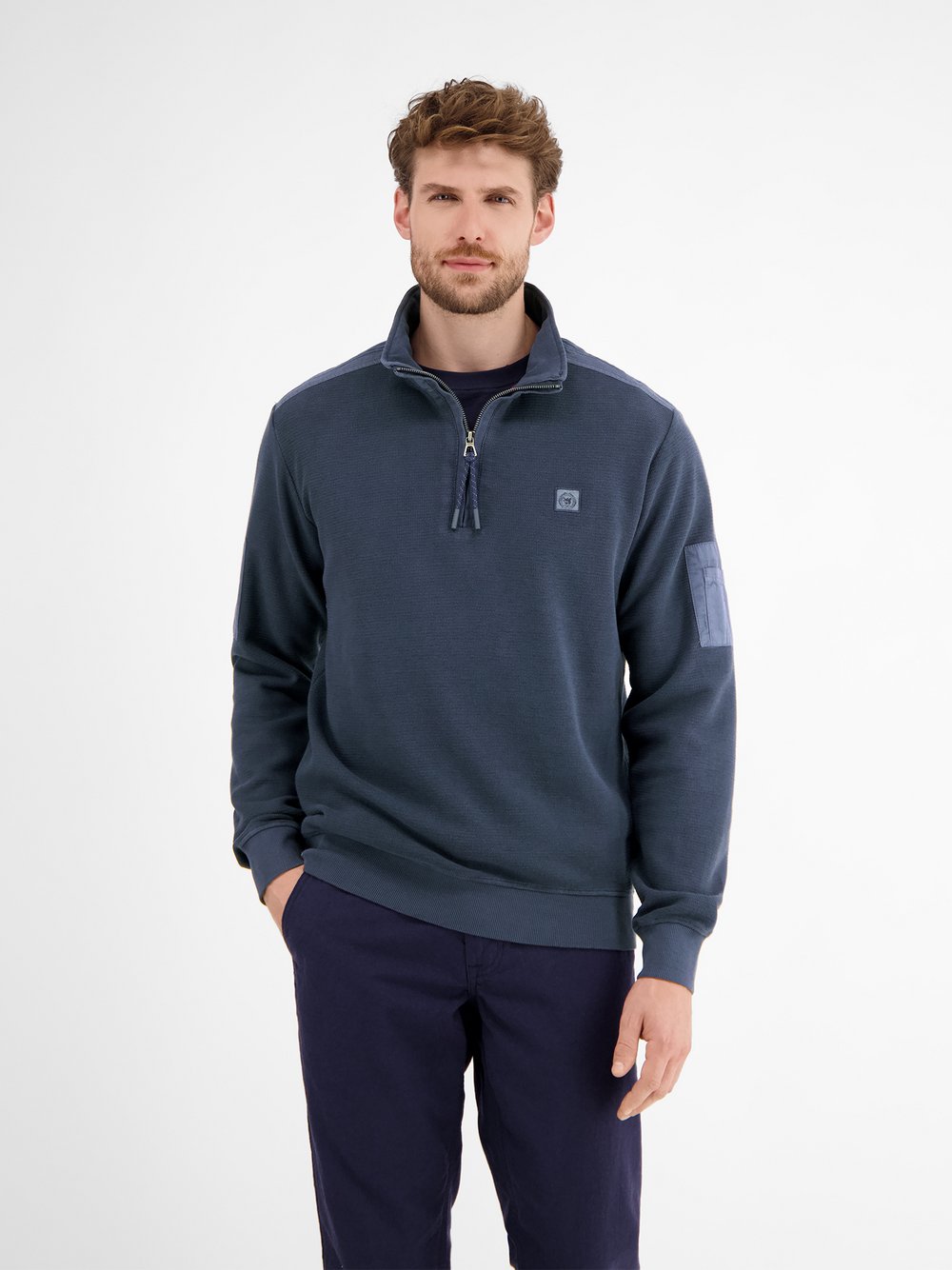LERROS Sweatshirt Herren Baumwolle blau gemustert, L