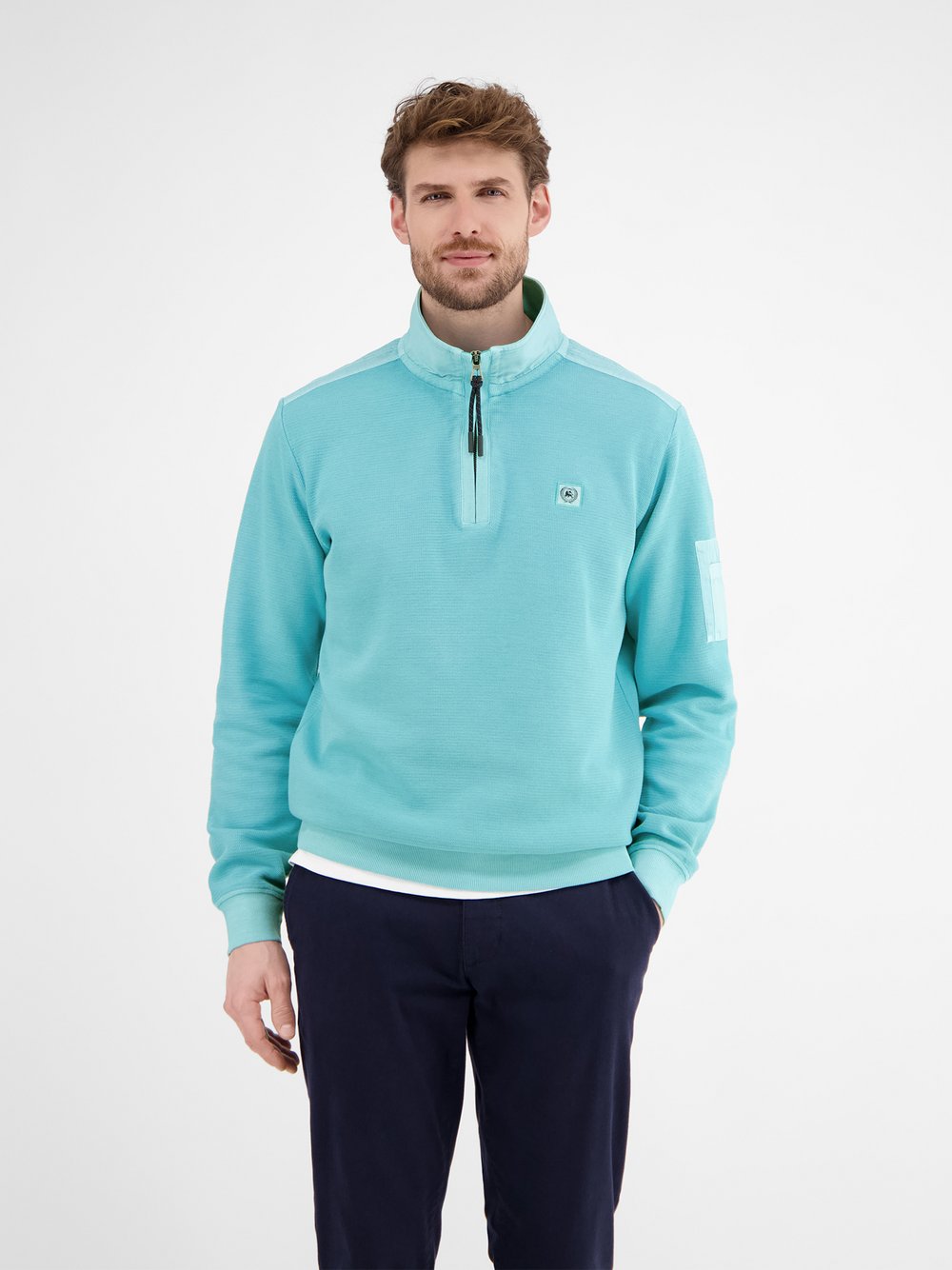 LERROS Sweatshirt Herren Baumwolle blau gemustert, L
