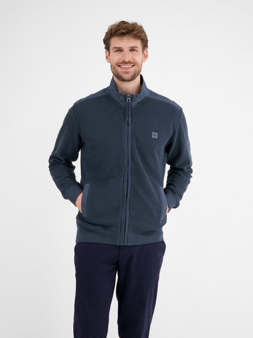 LERROS Sweatjacke Herren Baumwolle blau gemustert, L