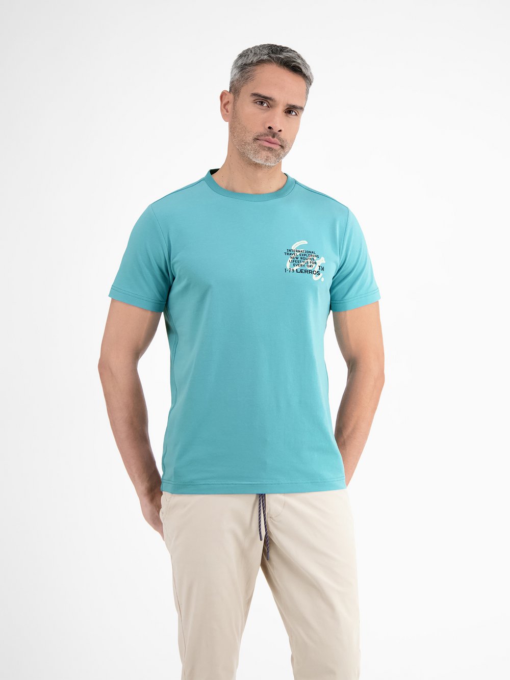 LERROS T-Shirt Herren Baumwolle blau, L
