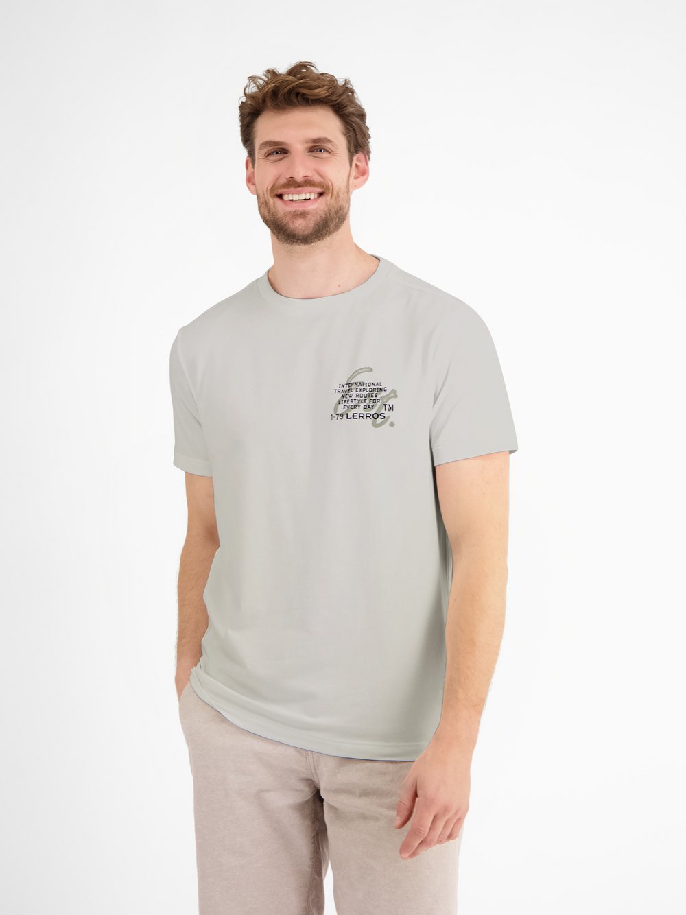 LERROS T-Shirt Herren Baumwolle weiß, L