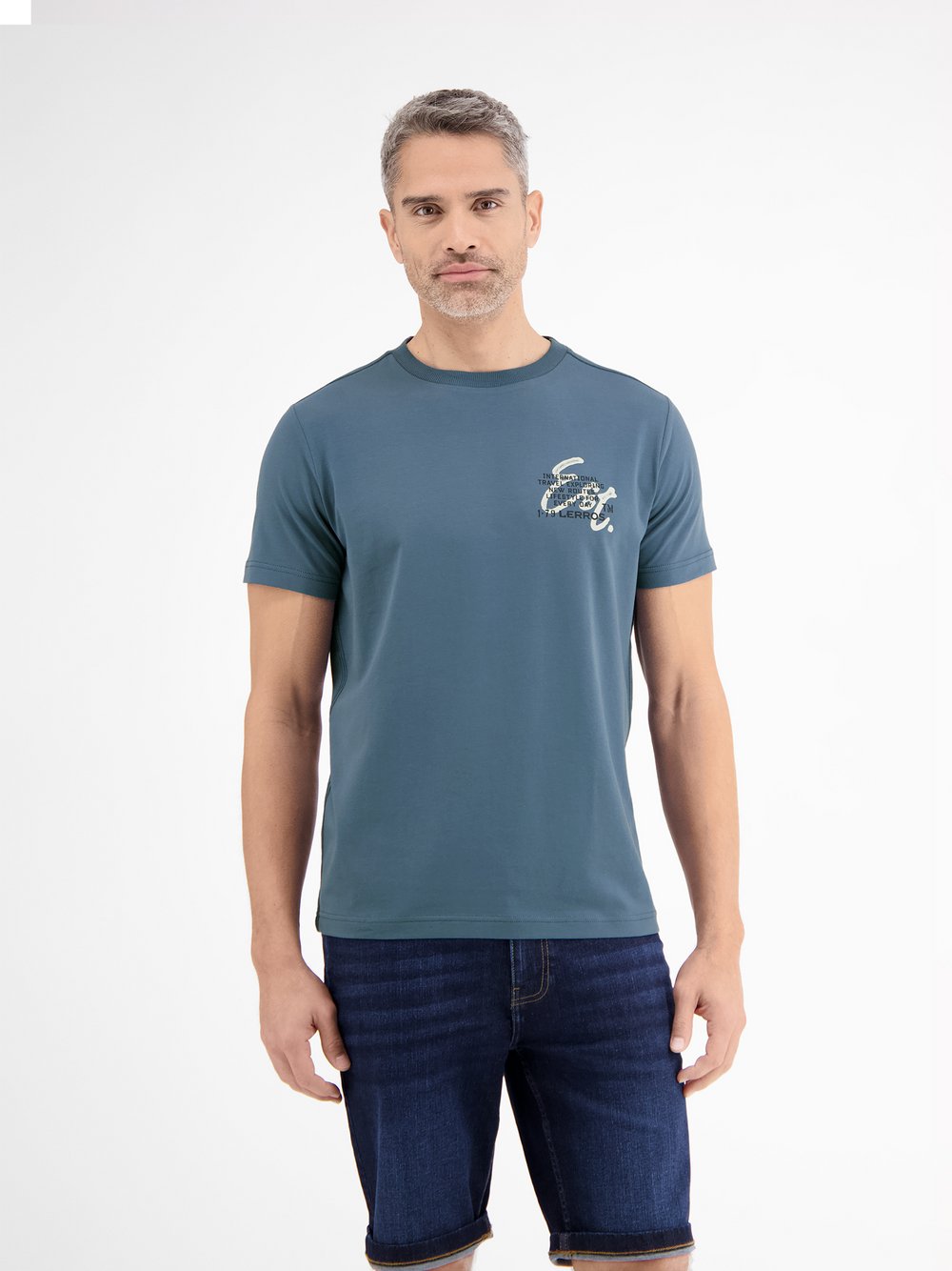 LERROS T-Shirt Herren Baumwolle blau, M