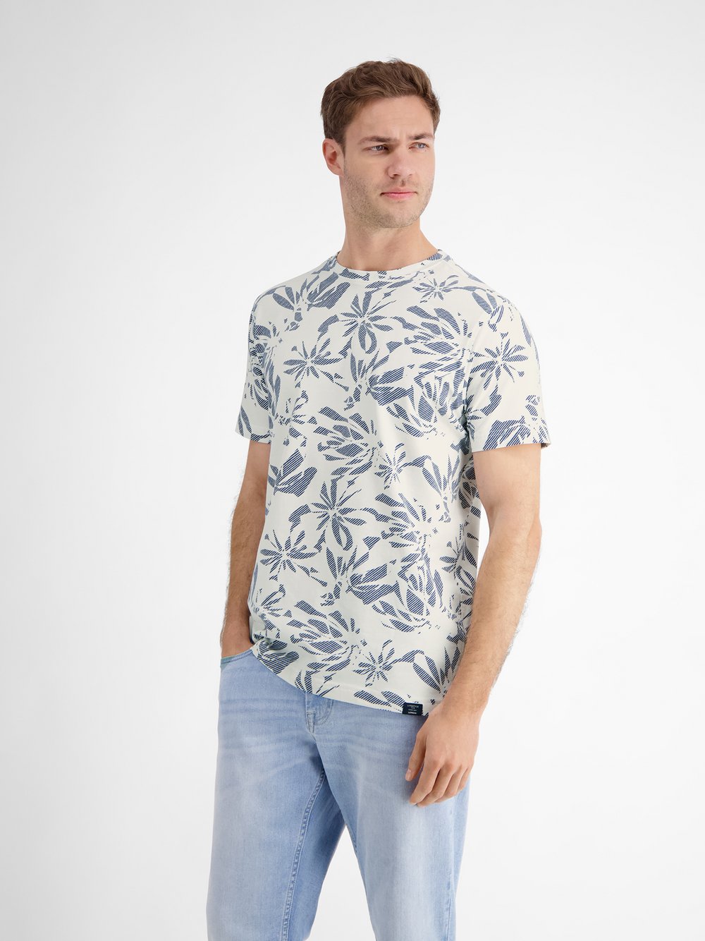 LERROS T-Shirt Herren Baumwolle weiß gemustert, XXL