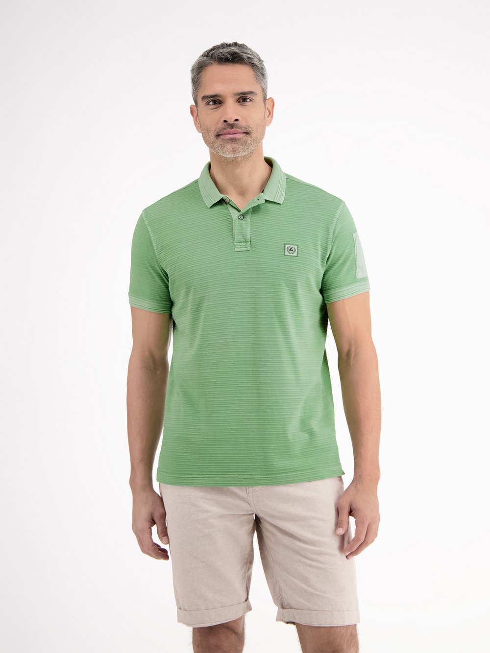 LERROS Poloshirt Herren Baumwolle grün gestreift, XXL