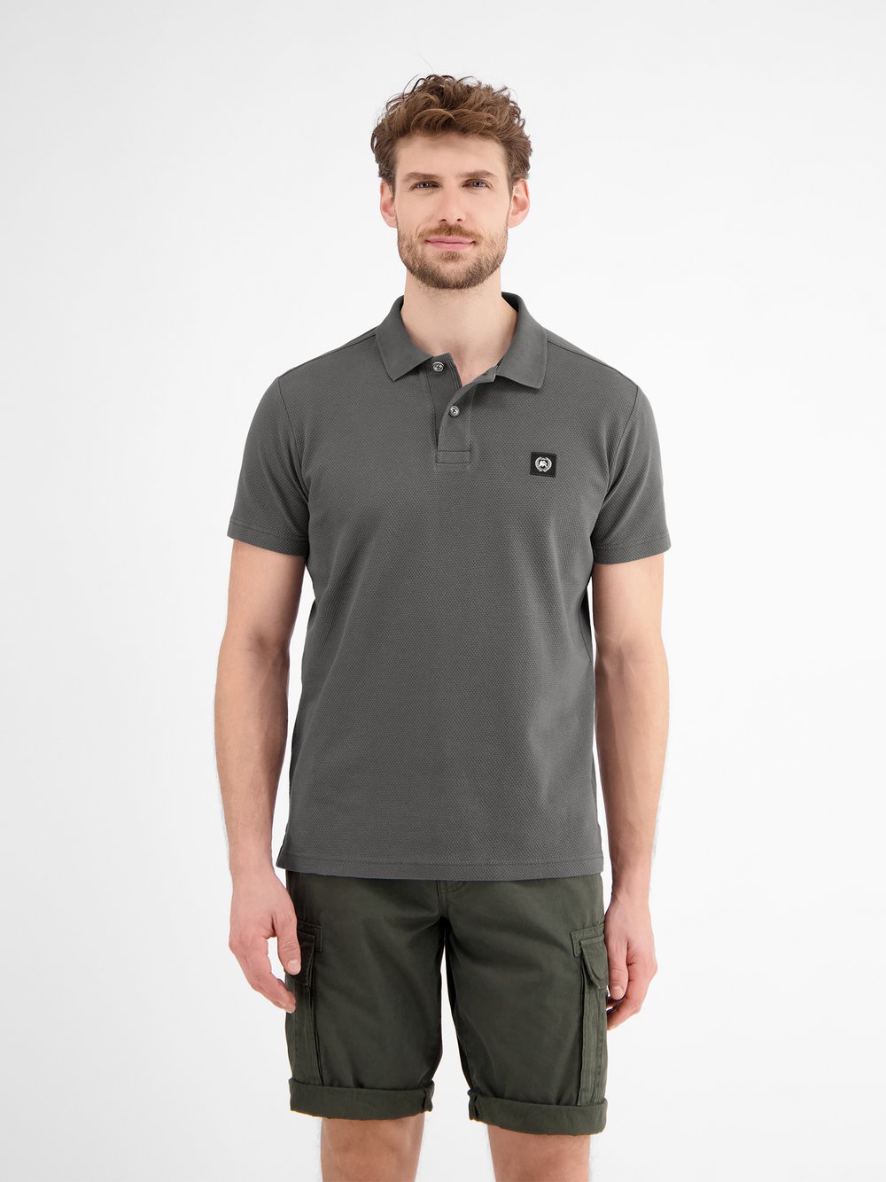LERROS Poloshirt Herren Baumwolle grau, S