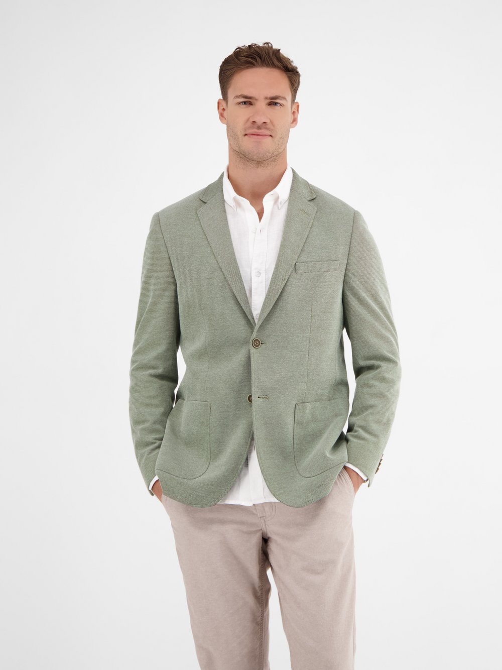 LERROS Jerseysakko Herren Regular Fit Baumwolle grau, 54