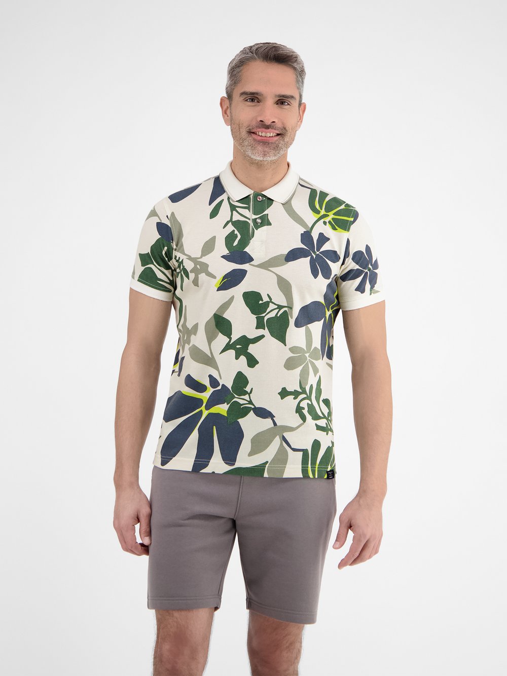 LERROS Poloshirt Herren Baumwolle weiß gemustert, XL