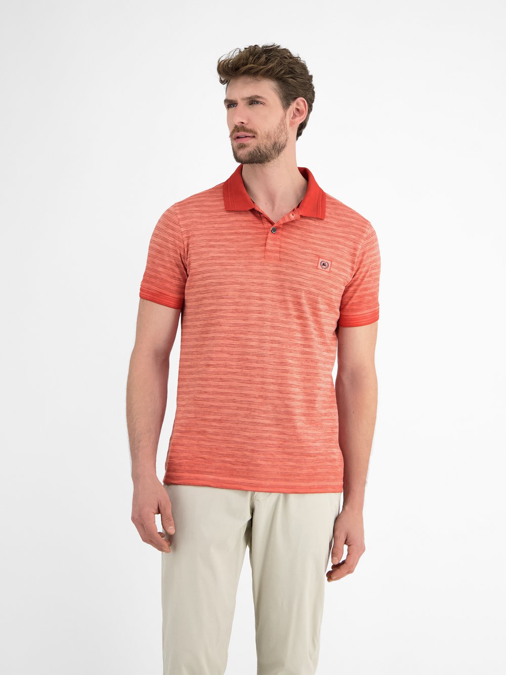 LERROS Poloshirt Herren Baumwolle rosa gestreift, XL