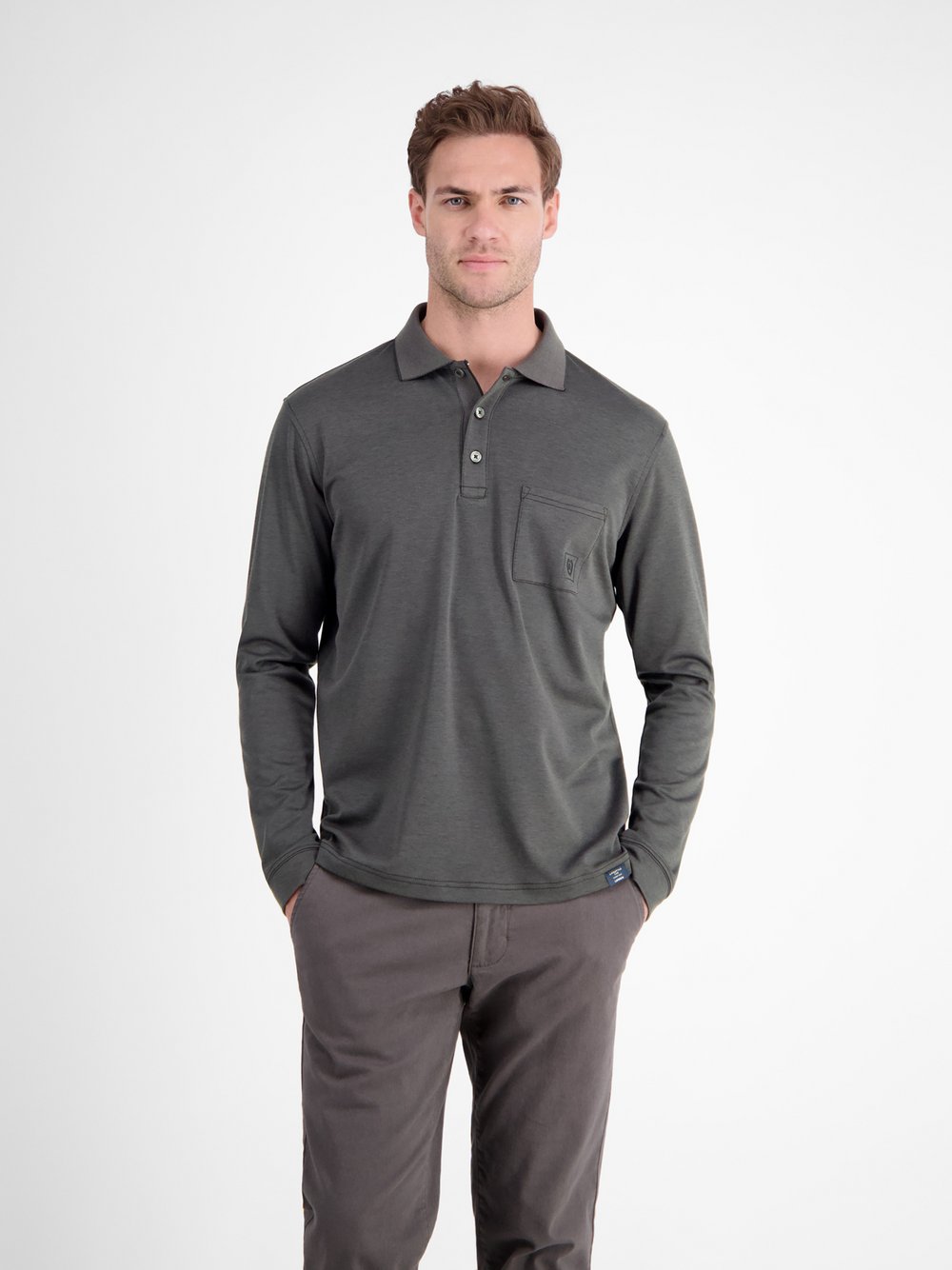 LERROS Langarm-Poloshirt Herren Baumwolle schwarz, L